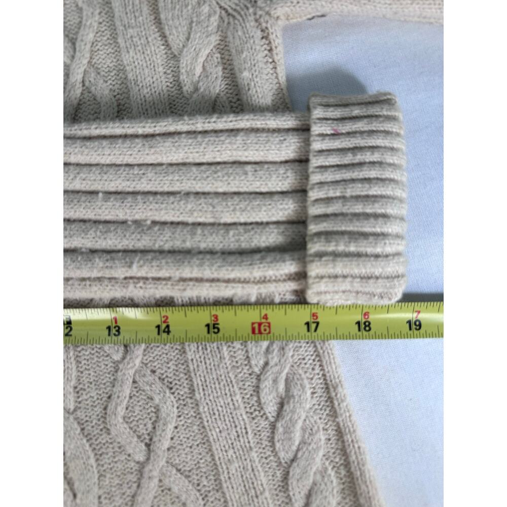 VTG Eddie Bauer Women's sz M Cotton Laine Wool Cream Chunky Knit Cardigan Y2K - Picture 7 of 8